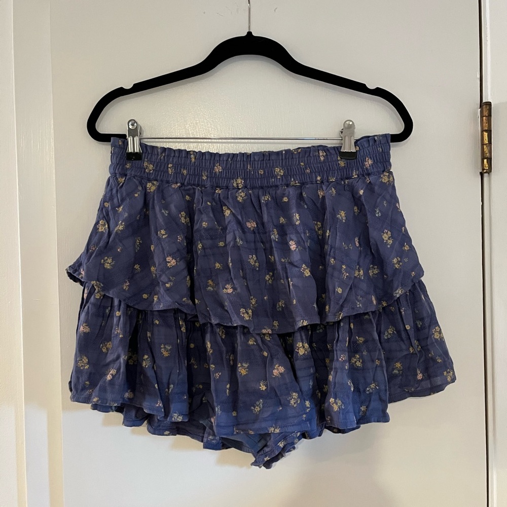 American Eagle Outfitters Blue Floral Tiered Ruffle Skort